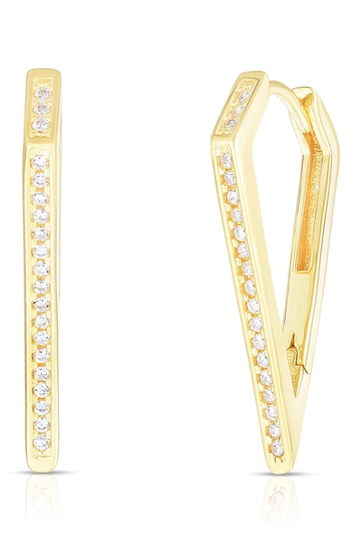 Sphera Milano 14k Gold Vermeil Pave Cz Dagger Hoop Earrings In Yellow Gold
