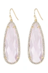 Eye Candy Los Angeles Crown 14k Yellow Gold Plated Brass Faceted Cz & Pave Halo Teardrop Earrings In Pink