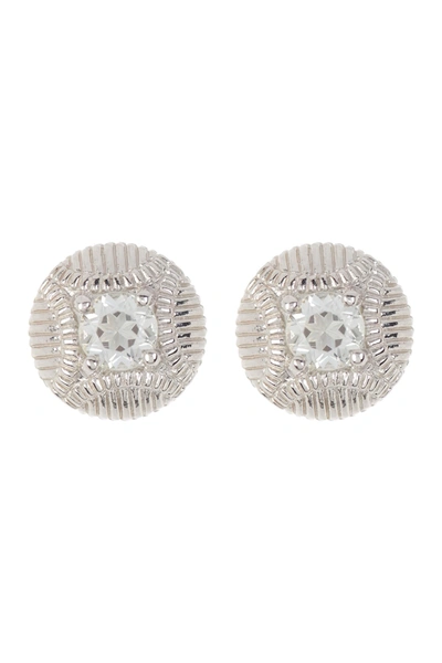 Judith Ripka La Petite Round Silver White Topaz Stud Earrings