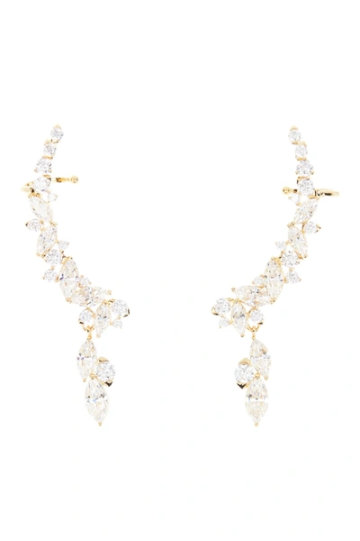 Nadri Crystal Drop Climber Earrings In Gold