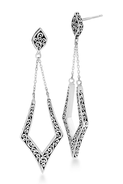 Lois Hill Sterling Silver Scroll Chain Drop Earrings
