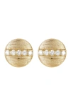 ADORNIA 14K YELLOW GOLD PLATED SWAROVSKI CRYSTAL ACCENTED COIN STUD EARRINGS,816819024867