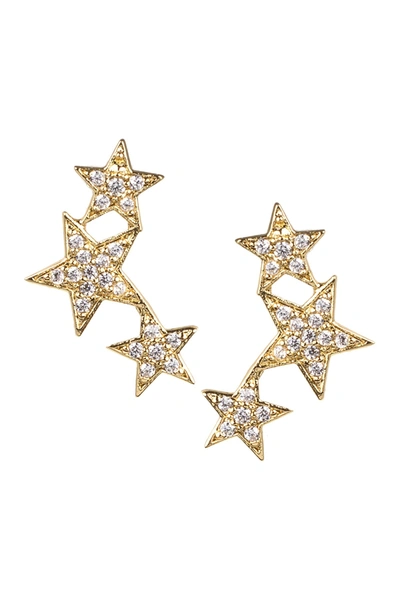 Cz By Kenneth Jay Lane 14k Gold Plated Star Stud Earrings In Clear/gold