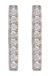 Adornia White Rhodium Plated Swarovski Crystal Accented Bar Stud Earrings In Silver
