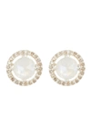 ADORNIA FINE ECHO HALO CHAMPAGNE MOONSTONE & DIAMOND STUD EARRINGS,705377768941