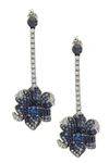 Suzy Levian Sterling Silver Pink Sapphire And Diamond Accent Flower Earrings In Blue