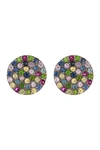 ADORNIA FINE 10MM MIXED SAPPHIRE DISC STUD EARRINGS,705377773655