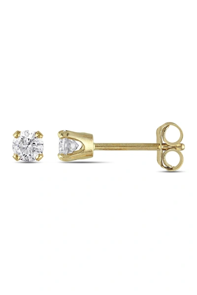 Delmar 10k Yellow Gold Round Diamond Solitaire Earrings In White