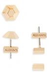 Allsaints Dome & Hex Stud Earrings Set In Gold