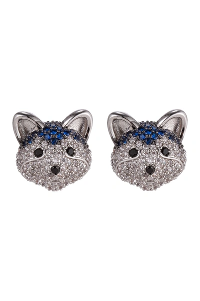 Eye Candy Los Angeles Husky Cz Stud Earrings In Silver