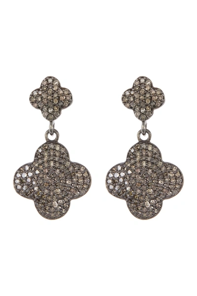 Adornia Fine Diamond Clover Drop Earrings In Silver
