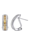 Delmar Sterling Silver Citrine Channel Set Earrings In Yellow