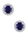 Delmar Sterling Silver Created Blue Sapphire & Diamond Round Stud Earrings In Blue