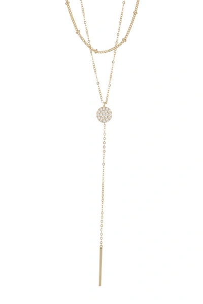 Nordstrom Rack Pavé Cubic Zirconia Layered Y-necklace In Clear- Gold