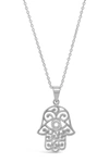 Sterling Forever Silver Hamsa Necklace In Silver