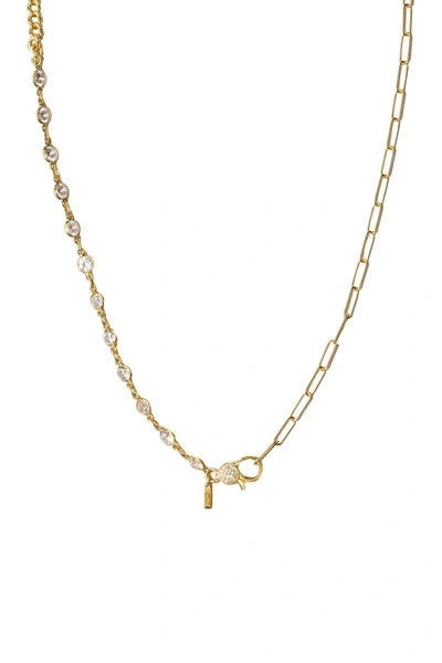 Adornia 14k Yellow Gold Plated Patchwork Lock Mosaic Necklace