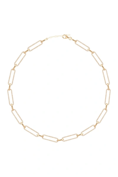 Gab+cos Designs 14k Gold Plated Crystal Pave Link Necklace