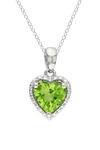 Delmar Sterling Silver Peridot Heart Pendant Necklace