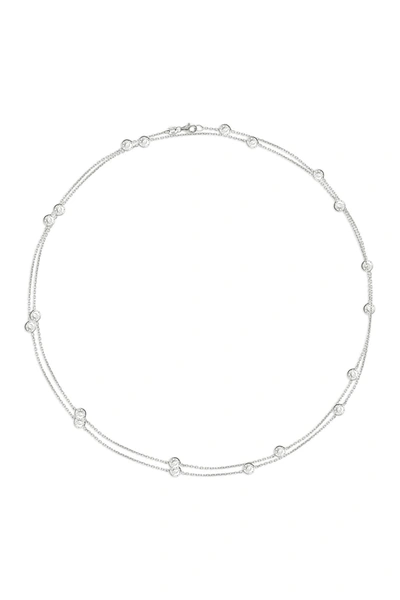 Gab+cos Designs Sterling Silver Cz Station Wrap Necklace