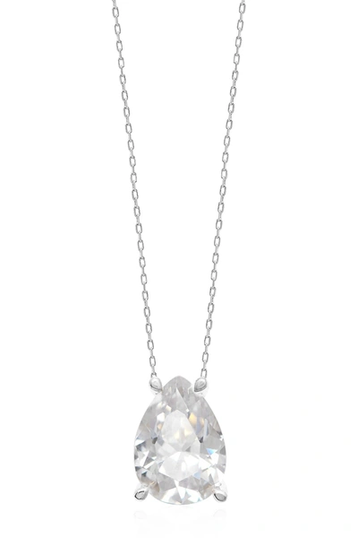 Gab+cos Designs Sterling Silver Pear-cut Cz Solitaire Pendant Necklace