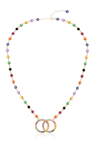 Gab+cos Designs 14k Yellow Gold Vermeil Rainbow Cz Infinity Pendant Necklace