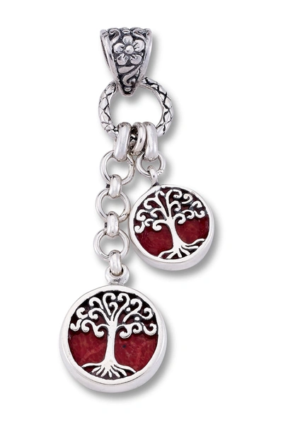 Samuel B Jewelry Sterling Silver Coral Tree Of Life Charm Pendant In Red
