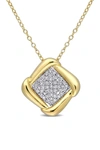 DELMAR GOLD PLATED STERLING SILVER PAVÉ DIAMOND PENDANT NECKLACE,686692093485