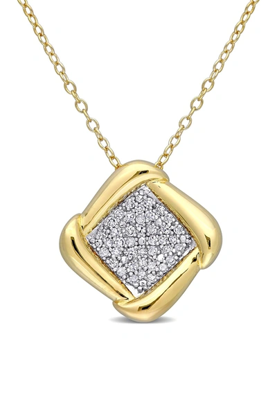 Delmar Yellow Plated Sterling Silver Diamond Shape Pendant Necklace In Gold