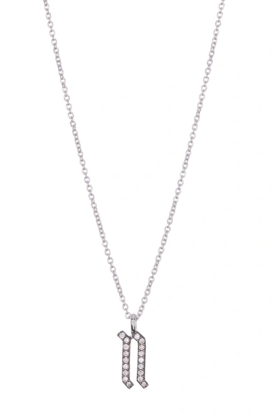 Nadri Pave Cz Initial Pendant Necklace In Rhodium