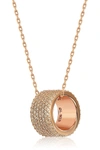 Suzy Levian 14k Rose Gold Plated Sterling Silver Pave Cz Pendant Necklace