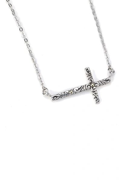 Samuel B Jewelry Sterling Silver & 18k Gold Cross Bar 18" Chain Necklace In Silver-gold