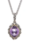 Effy Sterling Silver & 18k Yellow Gold Amethyst Pendant Necklace In Purple