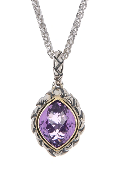 Effy Sterling Silver & 18k Yellow Gold Amethyst Pendant Necklace In Purple