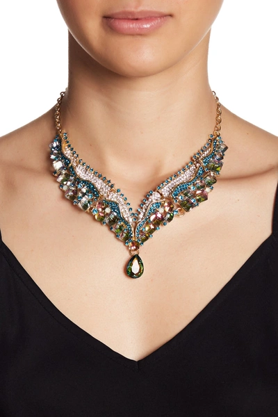 Eye Candy Los Angeles Multicolored Glass Crystal Mermaid Tail Collar Necklace