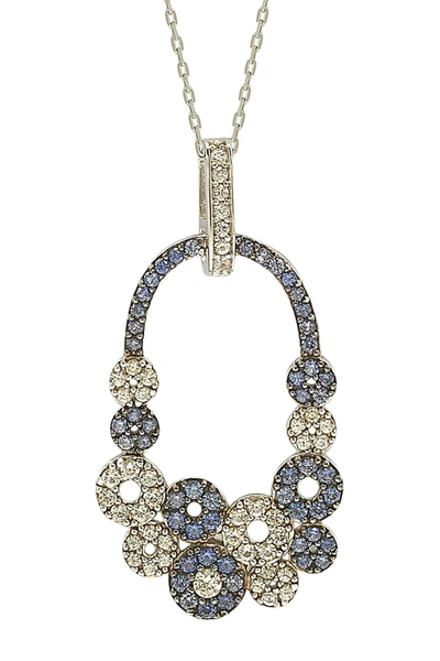 Suzy Levian Blue Sapphire, Created White Sapphire, & Brown Diamond Pendant Necklace
