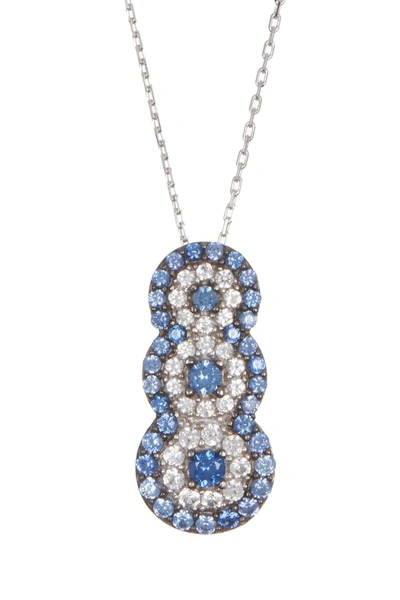 Suzy Levian Sterling Silver Sapphire & Diamond Accent Graduated Pendant Necklace In Blue