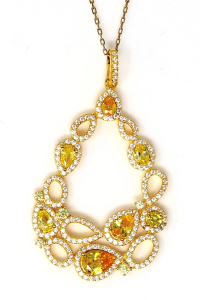 Suzy Levian Cubic Zirconia Pendant Necklace In Yellow