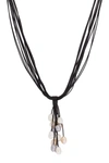 Saachi 8-10mm Pearl Classic Leather Necklace In Black