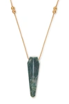 ALEX AND ANI 14K GOLD PLATED MOSS AGATE PENDANT NECKLACE,886787134158