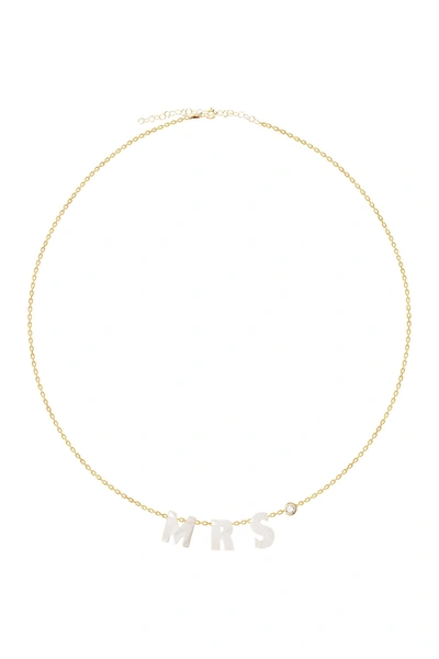 Gab+cos Designs Mother Of Pearl 'mrs' Necklace In Gold