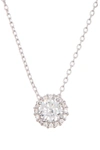 Adornia White Rhodium Plated Swarovski Crystal Halo Necklace In Silver