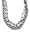 ADORNIA BLACK RHODIUM PLATED MESSY LAYERED 5MM IMITATION PEARL NECKLACE,791109046197