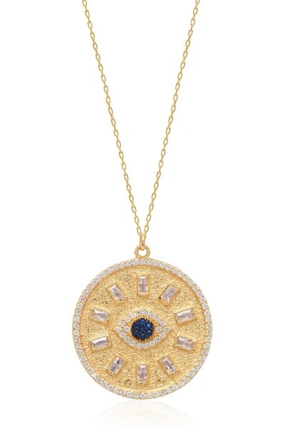 Gab+cos Designs Evil Eye Crystal Pendant Necklace In Gold