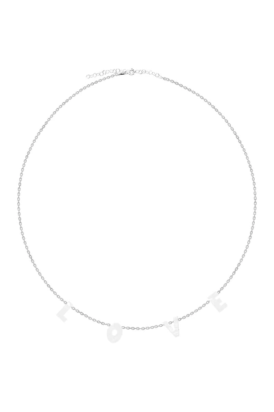 Gab+cos Designs Genuine Mother Of Pearl "love" Necklace In Silver