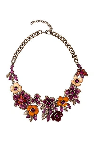 Eye Candy Los Angeles Amy Pave Crystal Floral Collar Necklace In Multi