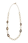 LAUNDRY BY SHELLI SEGAL GOLD-TONE NECKLACE WITH OVAL TORTOISE RINGS,656514664605