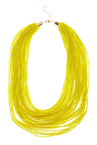 Eye Candy Los Angeles Beaded Multilayered Necklace In Yellow