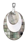 Samuel B Jewelry Sterling Silver Abalone & Mother Of Pearl Pendant In Grey