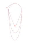 Sterling Forever Rose Gold Plated Triple Chain Layered Triangle Necklace In Rose Gold