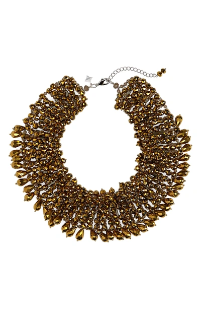 Panacea Crystal Beaded Collar Statement Necklace In Gold
